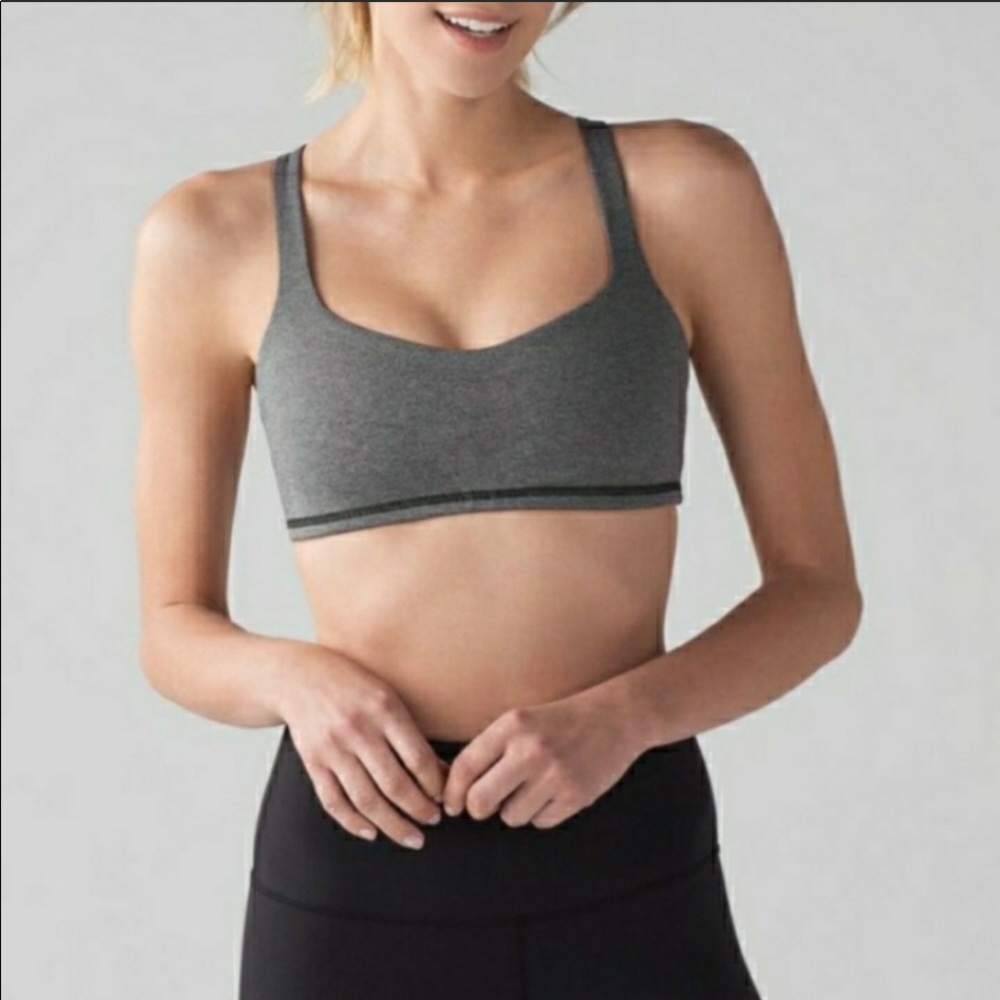 Lululemon 6 Free to Be Bra Heather Black pads incl